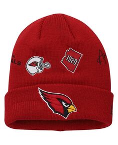 Вязаная шапка с фирменными манжетами для больших мальчиков и девочек Cardinal Arizona Cardinals New Era, красный