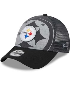 Гибкая кепка Big Boys and Girls Graphite Pittsburgh Steelers Reflect 9Forty New Era, серый