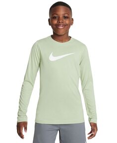 Тренировочная футболка с длинными рукавами и логотипом Big Kids Dri-FIT Legend Nike, зеленый