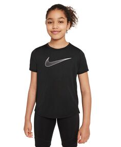 Тренировочный топ Dri-Fit с короткими рукавами для больших девочек Nike, черный