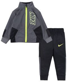 Трикотажная куртка на молнии во всю длину для маленьких мальчиков и брюки в тон, комплект из 2 предметов Nike, мультиколор