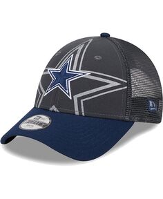 Гибкая кепка Little Boys and Girls Graphite, Navy Dallas Cowboys Reflect 9Forty New Era, серый