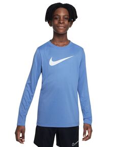 Тренировочная футболка с длинными рукавами и логотипом Big Kids Dri-FIT Legend Nike, синий