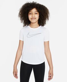 Тренировочный топ Dri-Fit с короткими рукавами для больших девочек Nike, белый