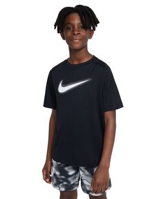 Тренировочная футболка с логотипом Big Boys Dri-FIT Multi+ Nike, черный
