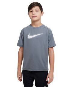 Тренировочная футболка с логотипом Big Boys Dri-FIT Multi+ Nike, серый