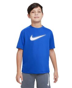 Тренировочная футболка с логотипом Big Boys Dri-FIT Multi+ Nike, синий