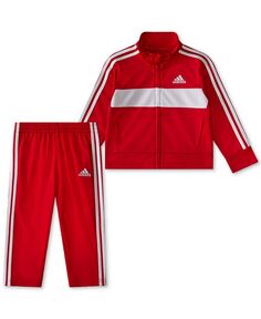 Трикотажная куртка и брюки Essential для маленьких мальчиков, комплект из 2 предметов adidas, красный