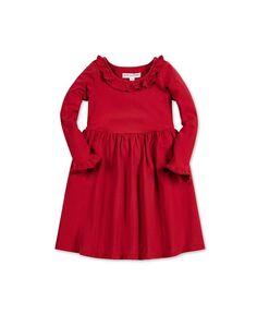 Трикотажное платье с длинными рукавами и рюшами для маленьких девочек Hope &amp; Henry, красный