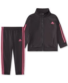 Трикотажная куртка и брюки Essential для маленьких девочек, комплект из 2 предметов adidas, черный