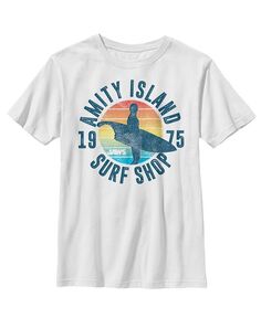 Детская футболка Boy&apos;s Jaws Retro Amity Island Surf Shop NBC Universal, белый