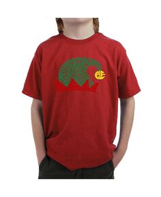 Детская рождественская шапка эльфа - футболка с рисунком Word Art для мальчика LA Pop Art, красный