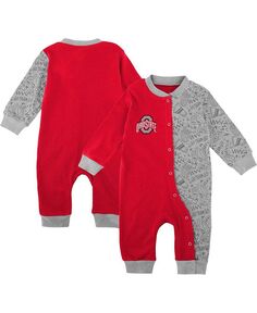 Двухцветный джемпер с полной застежкой Scarlet штата Огайо Buckeyes Playbook для новорожденных Outerstuff, красный