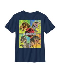 Детская футболка Парк Юрского периода Т. Рекс и Велоцираптор для мальчика NBC Universal, синий