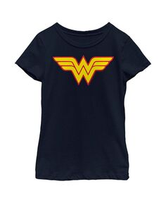 Детская футболка с двухцветным логотипом Чудо-женщина для девочек Warner Bros., синий