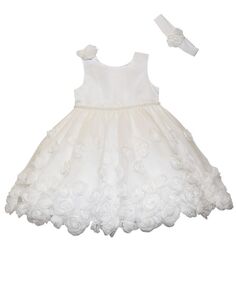 Тюлевое платье и повязка на голову для маленьких девочек, комплект из 2 предметов Blueberi Boulevard, белый