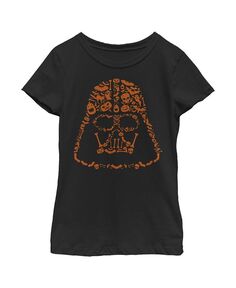 Детская футболка с изображением Дарта Вейдера Звёздные войны: Новая надежда для девочек и значками Хэллоуина Disney Lucasfilm, черный
