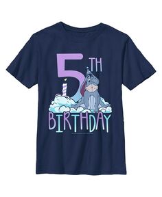 Детская футболка с изображением Винни-Пуха Иа на 5-летие для мальчика Disney, синий