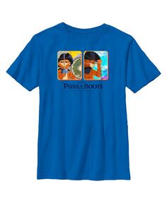 Детская футболка с анимированными открытками Кот в сапогах: последнее желание NBC Universal, синий