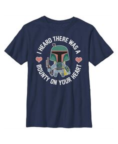 Детская футболка с изображением Бобы Фетта Звездные войны на День святого Валентина для мальчиков Disney Lucasfilm, синий