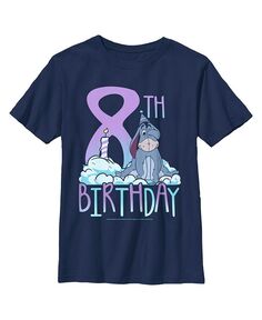 Детская футболка с изображением Винни-Пуха Иа на 8-й день рождения для мальчика Disney, синий