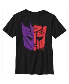 Детская футболка с логотипом Transformers Split Bot и граффити для мальчиков Hasbro, черный