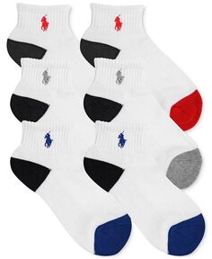 Укороченные носки с цветными блоками для маленьких и больших мальчиков 6 шт. Polo Ralph Lauren, белый