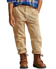 Укороченные брюки из хлопкового твила для новорожденных и маленьких мальчиков Polo Ralph Lauren, коричневый/бежевый