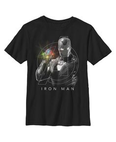 Детская футболка с изображением светящихся камней и логотипом Мстители: Финал для мальчика Marvel, черный