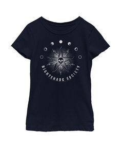 Детская футболка с рваным логотипом для девочек Wednesday Nightshade Society Netflix, синий