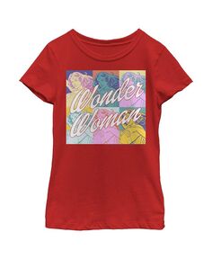 Детская футболка с плакатом в стиле поп-арт Чудо-женщина для девочки Warner Bros., красный