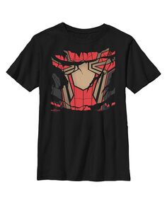 Детская футболка с рваным железным костюмом Человек-паук: домой нет пути Marvel, черный
