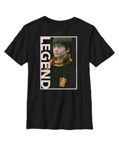 Детская футболка с портретом Гарри Поттера и легенды Гриффиндора для мальчиков Warner Bros., черный