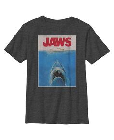 Детская футболка с потертым плакатом Boy&apos;s Jaws в стиле ретро NBC Universal, серый
