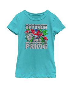 Детская футболка Трансформеры: Восстание зверей Оптимуса Прайма для девочек Hasbro, синий
