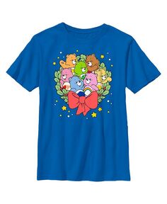 Детская футболка с рождественским венком и медведями для мальчика Care Bears, синий