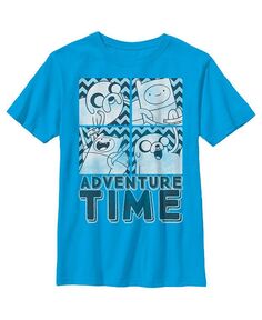 Детская футболка Финн и Джейк Бокс из фильма Время приключений для мальчиков Cartoon Network, синий