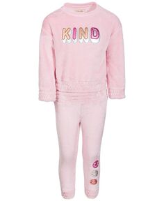 Уютный свитшот для маленьких девочек и Комплект брюк-джоггеров Colette Lilly, розовый