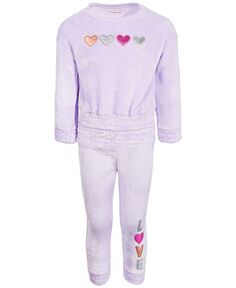 Уютный свитшот для маленьких девочек и Комплект брюк-джоггеров Colette Lilly, фиолетовый