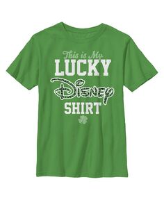 Детская футболка Это моя счастливая рубашка для мальчика Disney, зеленый