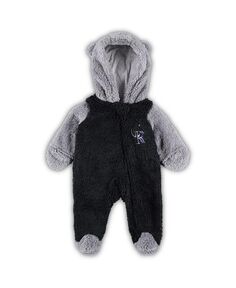 Флисовая пижама Тедди с молнией во всю длину для новорожденных Outerstuff, черный/серый