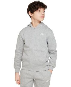 Флисовая толстовка с молнией во всю длину для Big Kids Sportswear Club Nike, серый