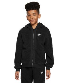 Флисовая толстовка с молнией во всю длину для Big Kids Sportswear Club Nike, черный