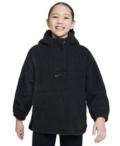 Флисовая тренировочная куртка Therma-FIT для девочек с высоким ворсом Nike, черный