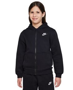 Флисовая толстовка с молнией во всю длину для Big Kids Sportswear Club Nike, черный