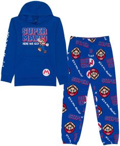 Флисовая худи и джоггеры Big Boys Super Mario, комплект из 2 предметов Hybrid, синий
