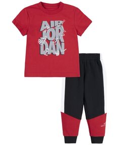 Флисовые штаны и футболка для детской площадки для мальчиков, комплект из 2 предметов Jordan, мультиколор