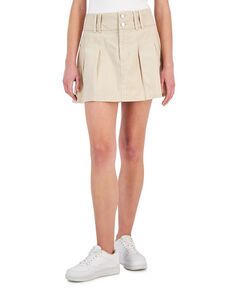 Джинсовая мини-юбка со складками на двух пуговицах для подростков Tinseltown, коричневый/бежевый