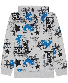 Флисовый свитер на молнии с рисунком Big Boys Sonic Hybrid, белый