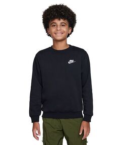 Флисовый свитшот классического кроя Big Kids Sportswear Club Nike, черный